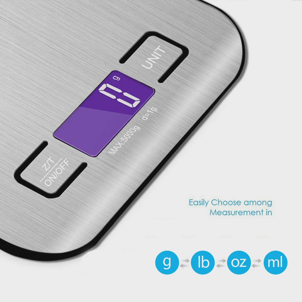 RVS Keukenweegschaal 5kg/1g - Precisie Digitale Voedselweegschaal met LCD Display