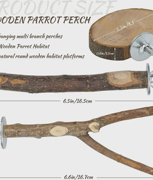 Natuurlijke Houten Papegaai Zitstok Set - Vogelkooi Staande Takken & Platforms