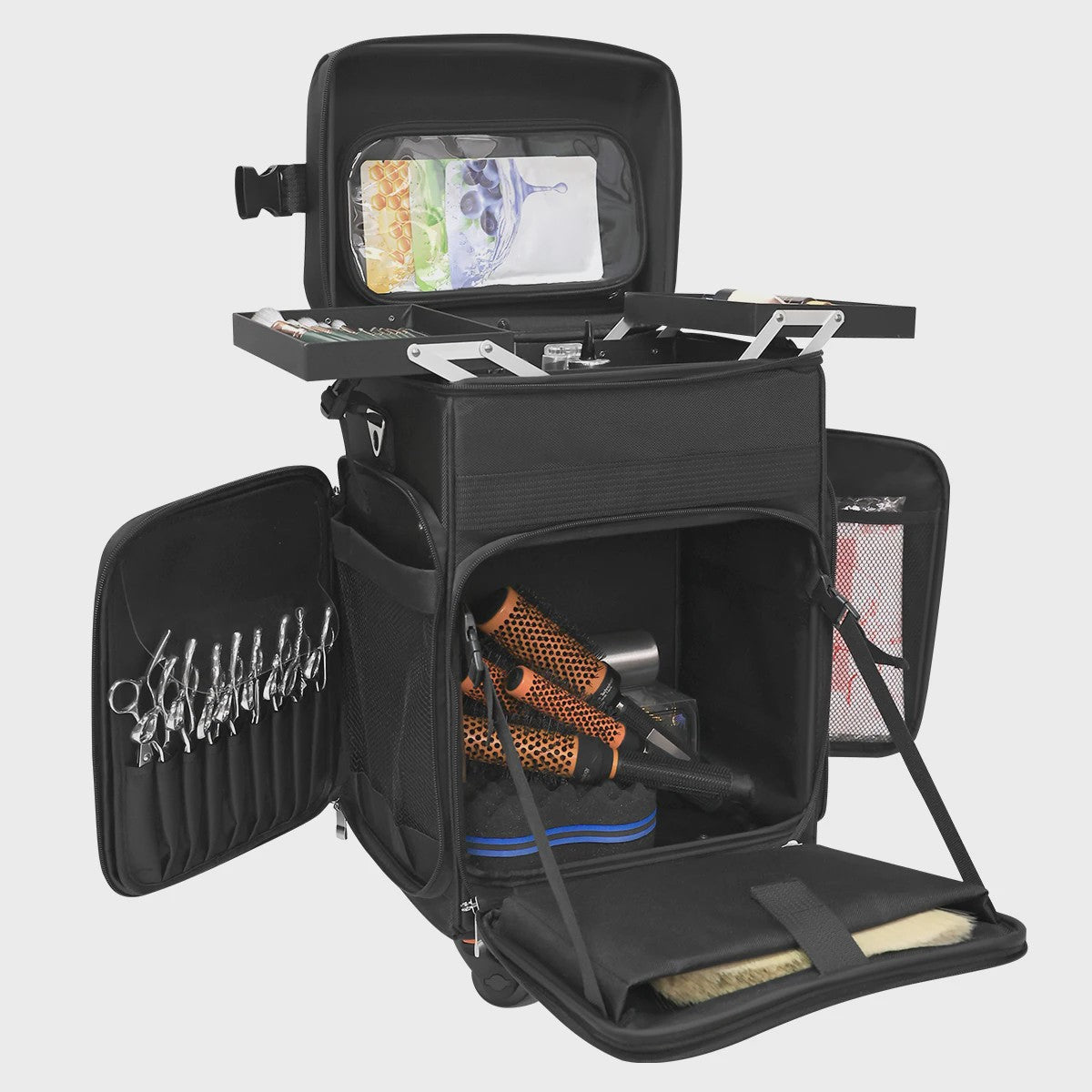 Grote Reis Make-up Koffer met Wielen - Waterdichte Opbergbox voor Barbers, Artiesten en Manicuristen