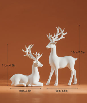Set van 2 Kerst Herten Decoratie Beeldjes - Rustiek Tafeldecoratie