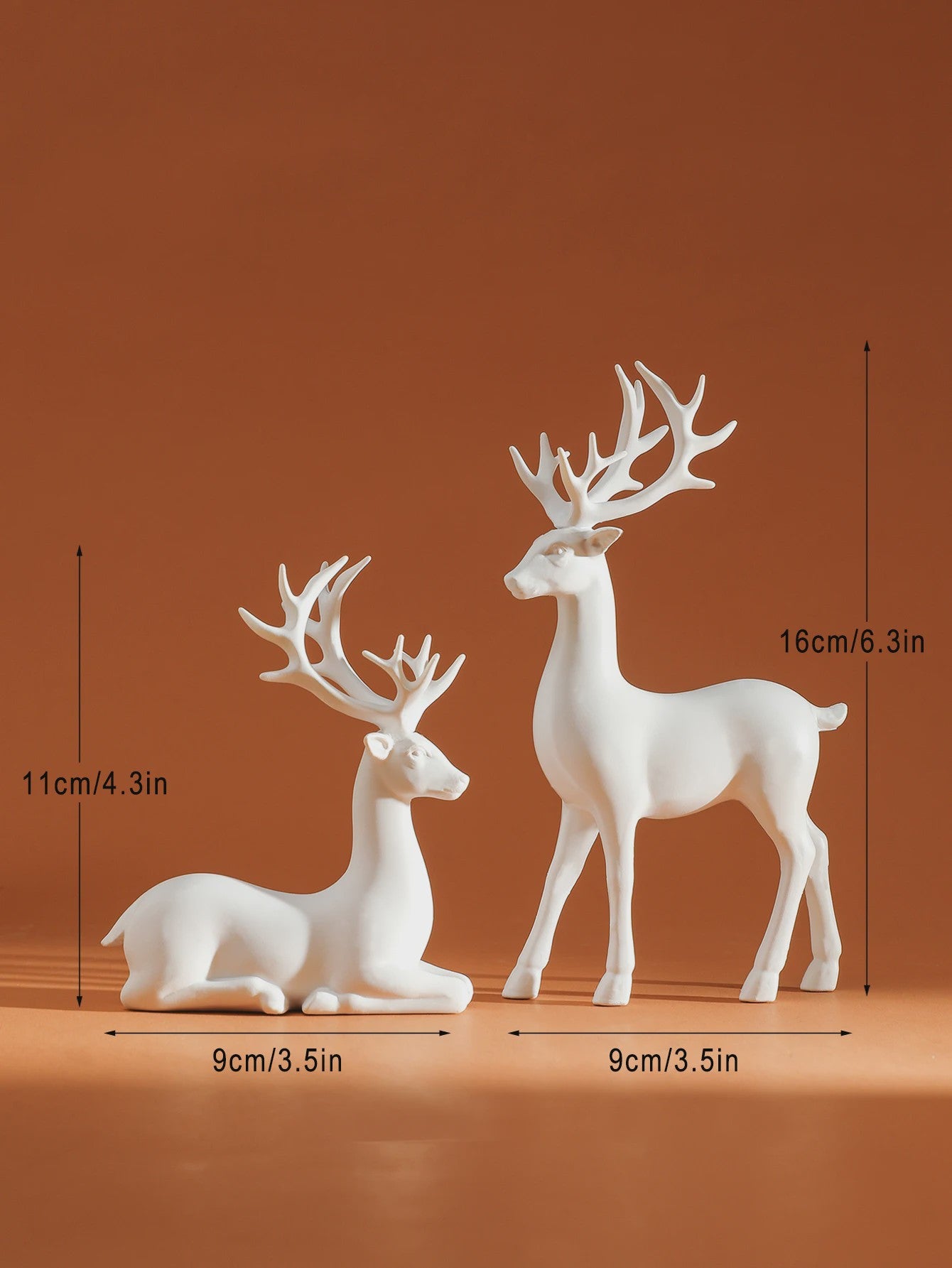 Set van 2 Kerst Herten Decoratie Beeldjes - Rustiek Tafeldecoratie