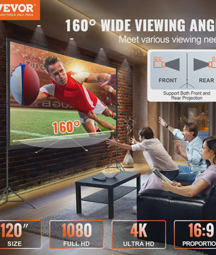 Draagbaar Projectiescherm met Statief - 100/120/150 inch - 16:9 - 4K HD