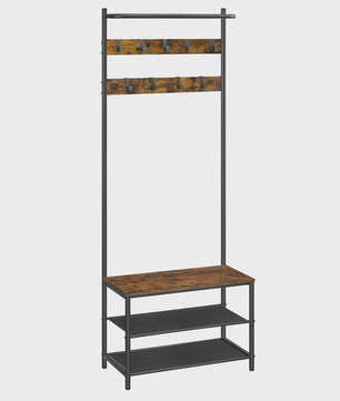 VASAGLE Kapstok met Schoenenbank en 9 Haken - Entree Meubel 64x32.2x180 cm