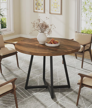 Ronde Eettafel 80cm voor 2-4 Personen - Industrieel Design met Metalen Onderstel