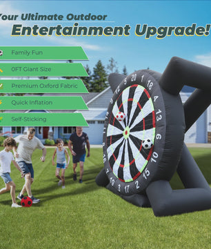 Gigantisch Opblaasbaar Voetbal Darts Bord - 3 Meter Hoog - Inclusief 8 Voetballen & Blower