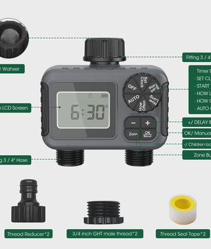 Insoma Slimme Sproeitimer 2-Zone - Automatische Tuinirrigatie met IPX5 Waterdichtheid