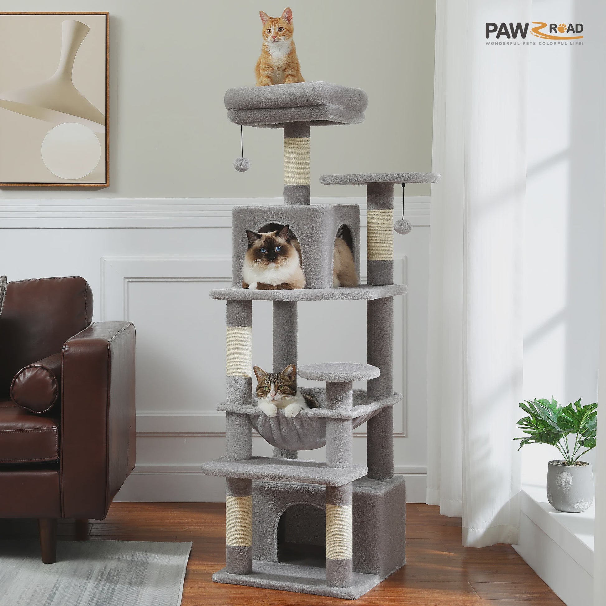 Grote Kattenboom met Krabpalen, Hangmat en Speeltjes - Meerdere Niveaus