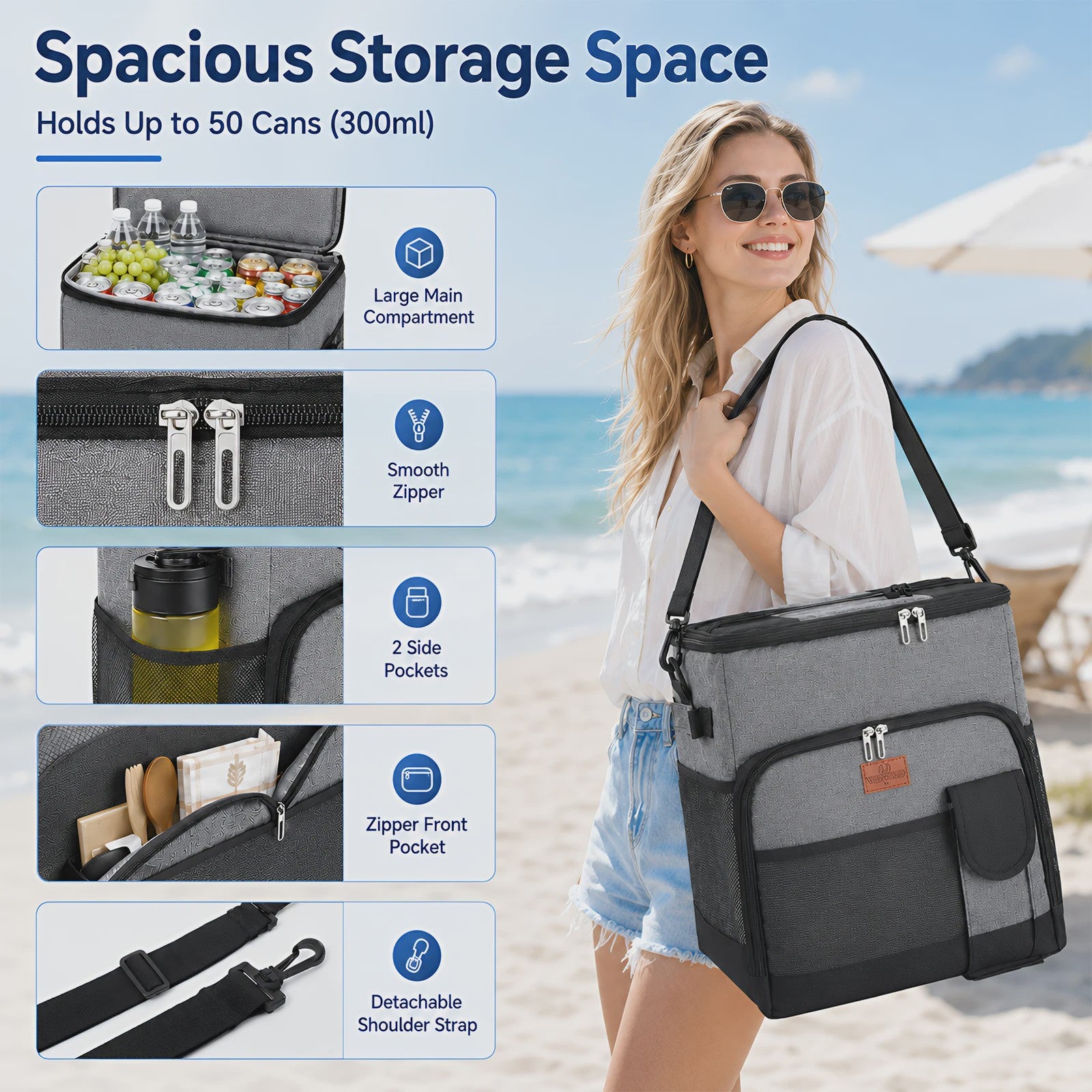 New Insulated Bag Outdoor Picnic Camping Bag Waterproof Oxford Cloth Car Lunch Bag Cooler Bag With Wheels Portable Ice Chest For Picnic Beach Camping Family Outings Travel Keep Cool