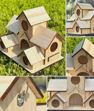 Groot Houten Vogelhuis voor Tuin & Binnenplaats - Handgemaakt Decoratie voor Tuinvogels