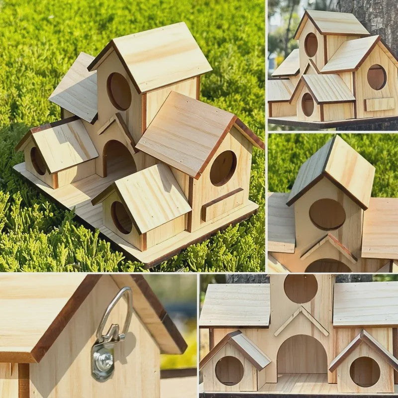 Groot Houten Vogelhuis voor Tuin & Binnenplaats - Handgemaakt Decoratie voor Tuinvogels