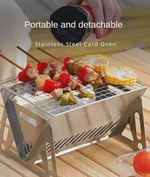 Compacte RVS Vouwbare Barbecue Grill - Draagbaar & Multifunctioneel voor Camping en Buiten