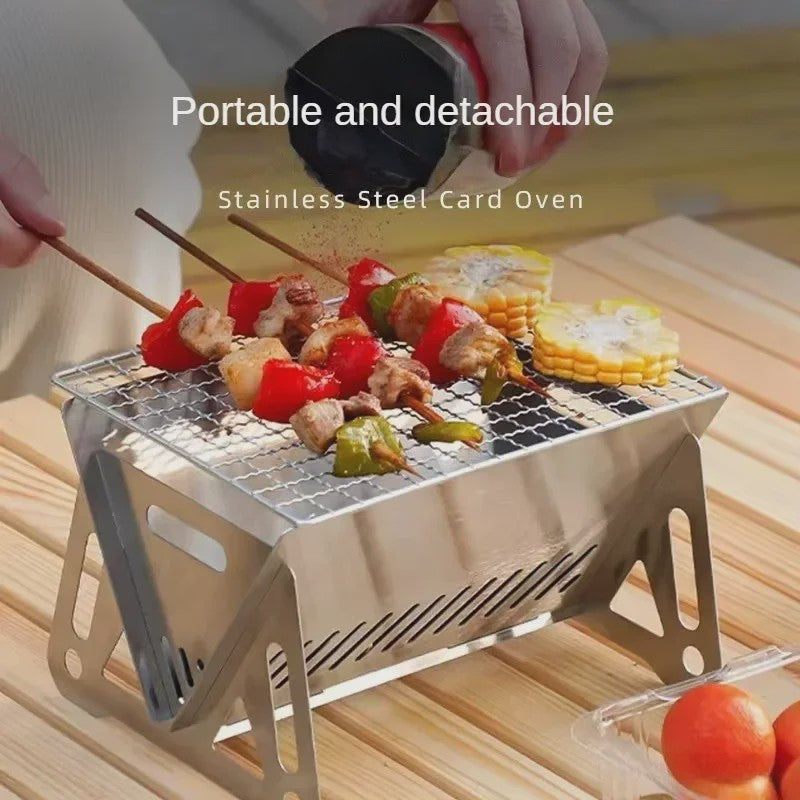 Compacte RVS Vouwbare Barbecue Grill - Draagbaar & Multifunctioneel voor Camping en Buiten