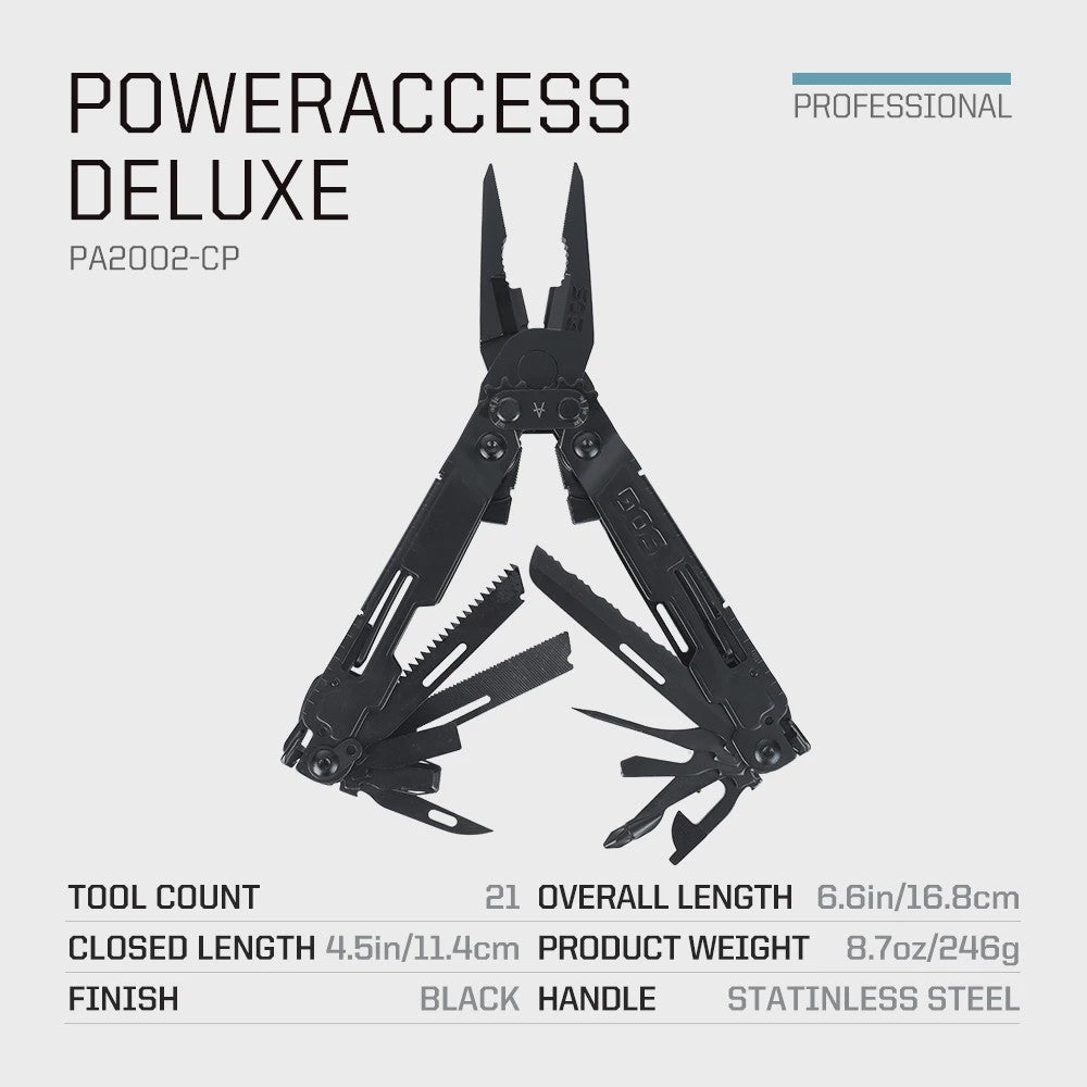 SOG PowerAccess Deluxe 21-in-1 Professioneel Multitool met Schede
