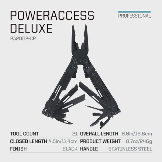 SOG PowerAccess Deluxe 21-in-1 Professioneel Multitool met Schede