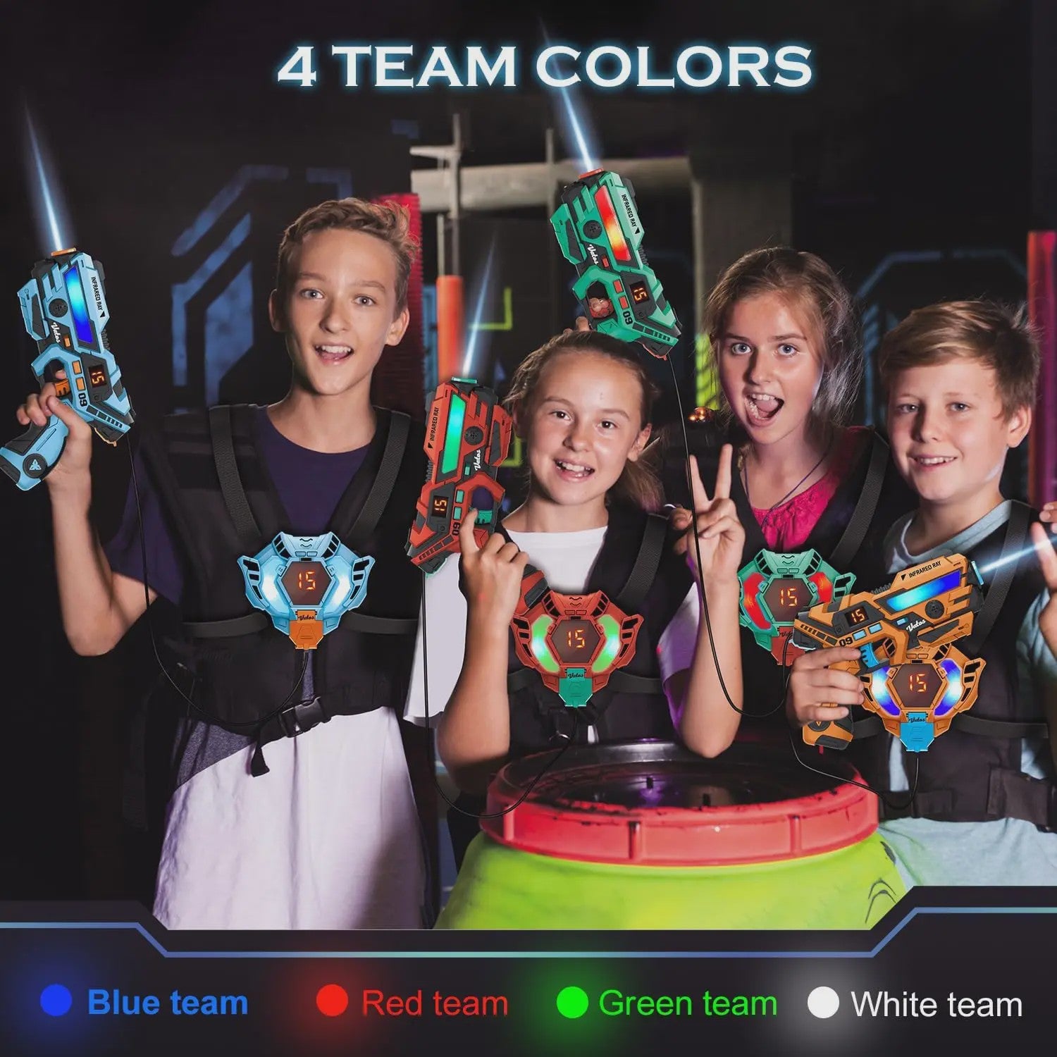 VATOS Laser Tag Pistolen Set voor 2-4 Spelers - Real-time Sync Schietspel Indoor/Outdoor Cadeau voor Kinderen