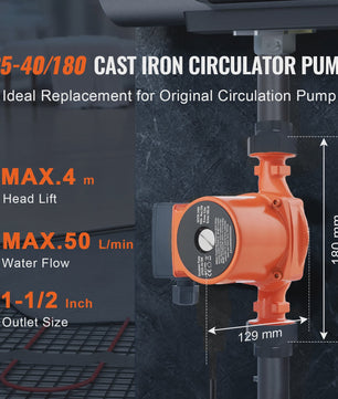 Circulatiepomp Warm Water 220V - 3 Snelheden, Stil & Krachtig voor CV-systemen