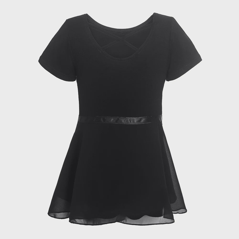 Dansjurk met Rokje voor Meisjes - Ballet Leotard met Korte Mouwen