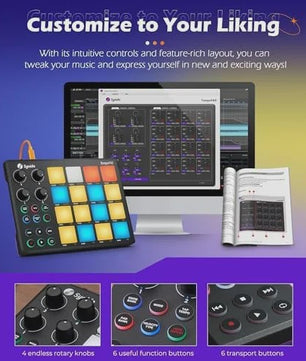 Synido TempoPAD P16 MIDI Controller: Draagbare Beat Maker Machine voor Muziekproductie