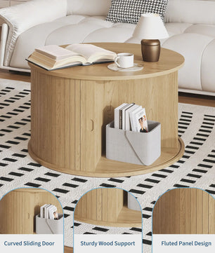Ronde Salontafel met Verborgen Opbergruimte - Mid-Century Modern Design
