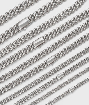 Zilverkleurige Roestvrij Staal Cubaanse Miami Link Ketting (6mm-14mm)