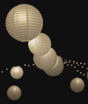 10x Warm Witte LED Lampionnen (6-16 inch) - Chinese Papieren Bol Decoratie voor Feest & Bruiloft