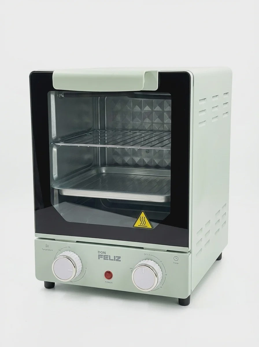 Compacte Verticale Oven 15L met Glazen Deur & Timer - Ideaal voor Kleine Keukens