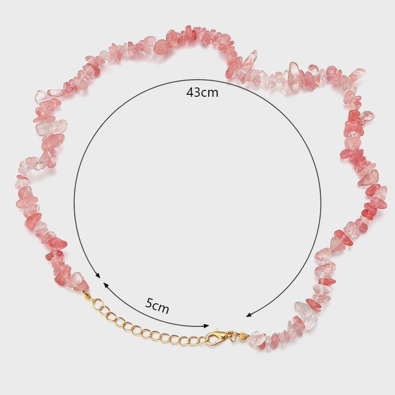 Unieke Natuursteen Choker Ketting - Onregelmatige Kristal & Aquamarijn Chips