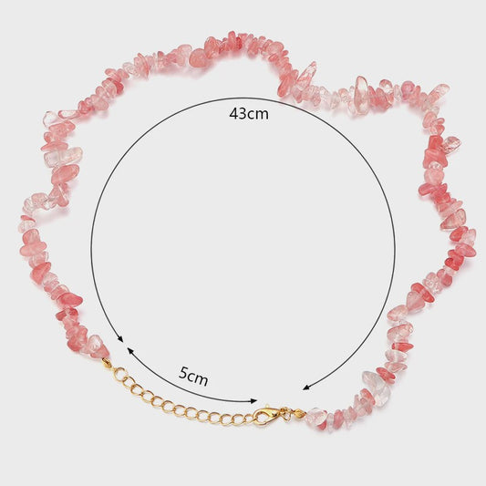 Unieke Natuursteen Choker Ketting - Onregelmatige Kristal & Aquamarijn Chips