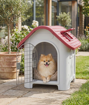 Pawhut Dubbele Hondenren/Hok - Buiten & Binnen - Metaal & Ventilatie - 59x75x66 cm - Rood