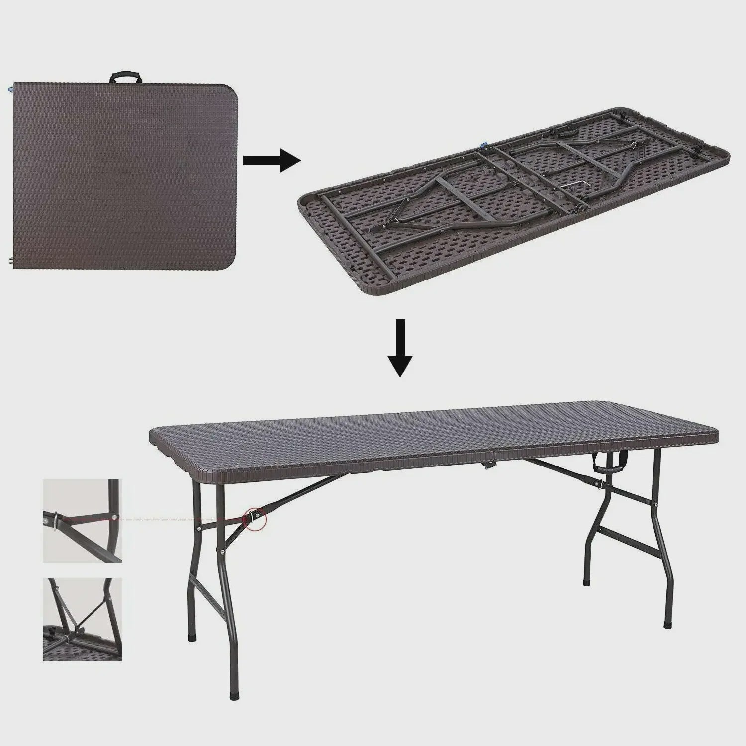 180cm Klaptafel met 2 Banken - Complete Set voor Buiten, Camping en Evenementen