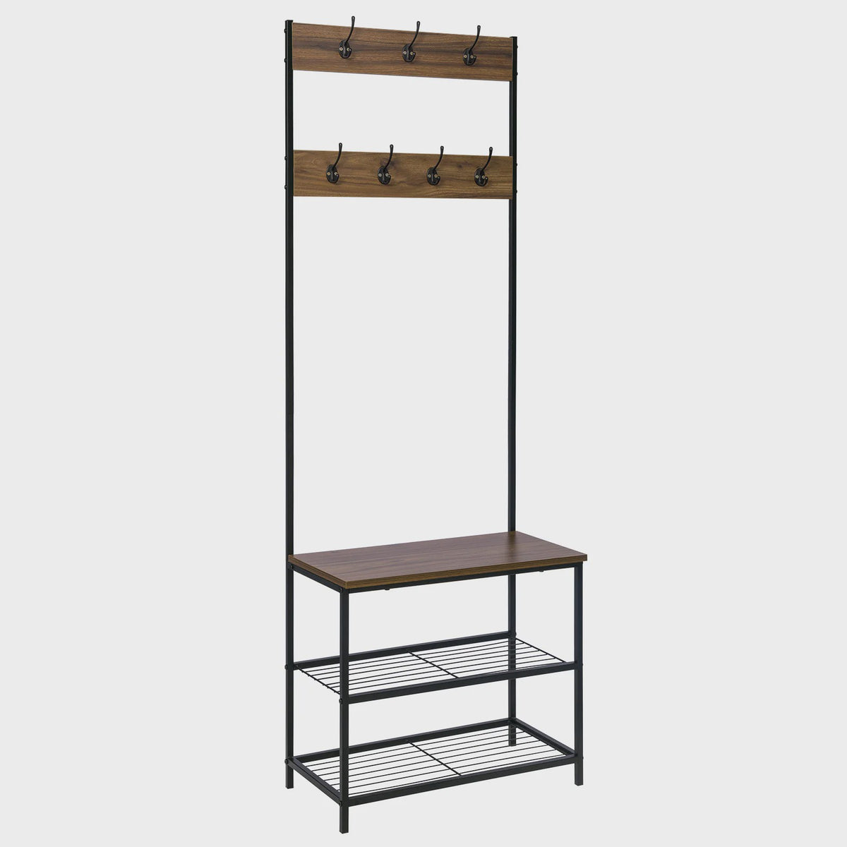 Kapstok met Schoenenrek en Hangende Plank - 7 Haken - Stijlvol en Praktisch