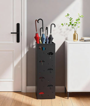 Stijlvolle Metalen Paraplubak met Haak en Opvangbak - Decoratieve Entree Organizer