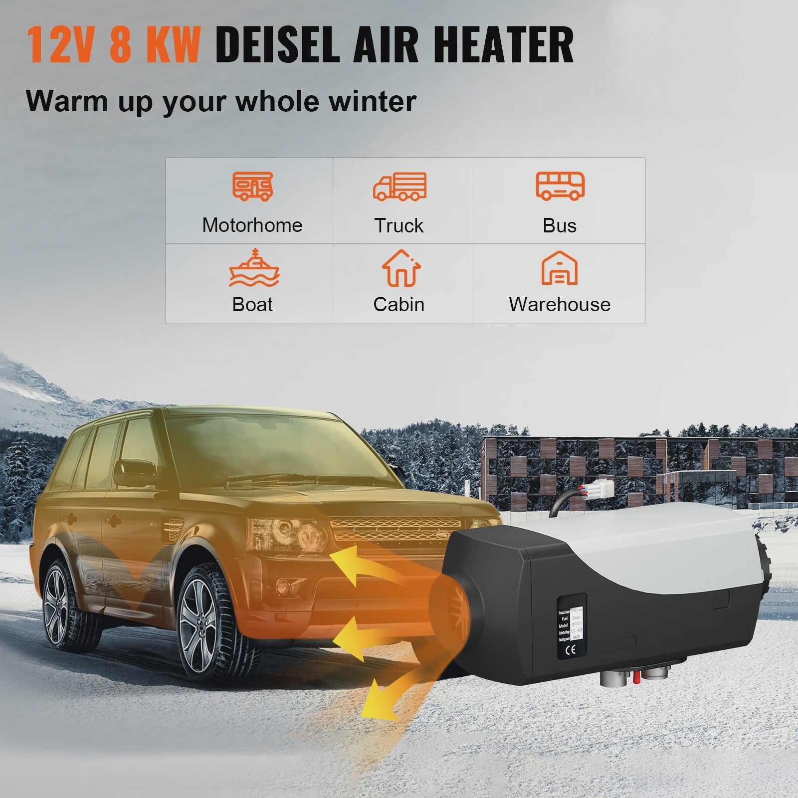12V 8KW Diesel Luchtverwarmer met Afstandsbediening & LCD - Snel Warm in Vrachtwagen, Boot, Camper