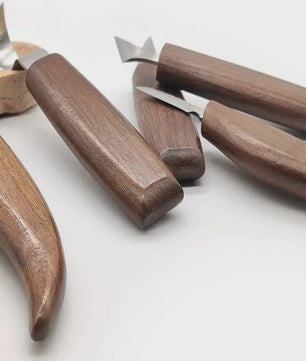 Professionele Houtsnijset: 5 Delig met Gebogen Mes & Schraper voor Lepelsnijden en DIY Projecten