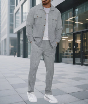 Heren Wafelruit Set: Stijlvol Casual & Zakelijk Jack met Lange Broek