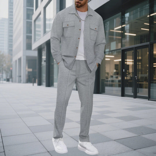Heren Wafelruit Set: Stijlvol Casual & Zakelijk Jack met Lange Broek