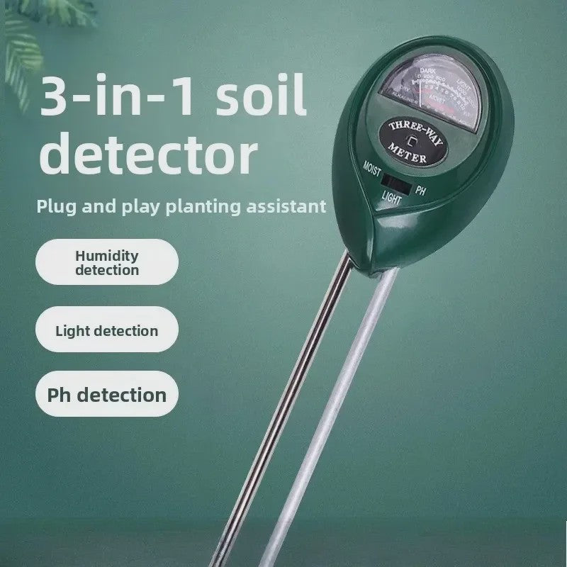 3-in-1 Bodemmeter: Vochtigheid, Licht & pH Tester voor Tuinplanten