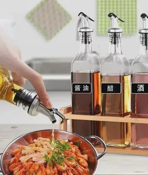 Set van 4x Wijnfles Stop & Olijfolie Schenktuit - Lekvrije Keuken Bar Accessoires