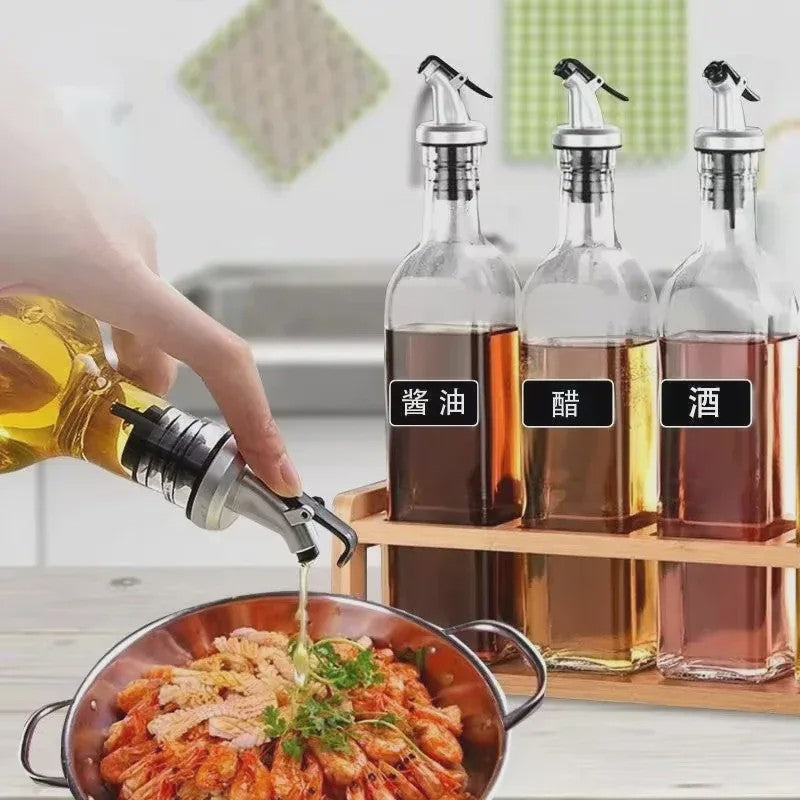 Set van 4x Wijnfles Stop & Olijfolie Schenktuit - Lekvrije Keuken Bar Accessoires