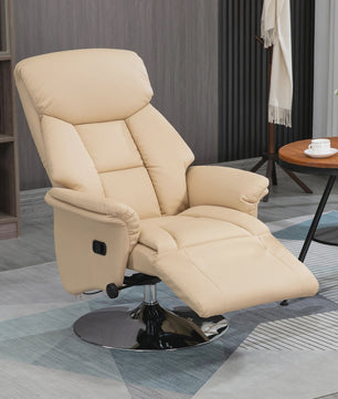 HOMCOM Armchair relaxation relax Living Room relaxation Armchair Pivoting foot-rest Adjustable Armrests, chair TV in Synthetic leather, Up to kg, for Living Room, bedroom, home cinema, beige
