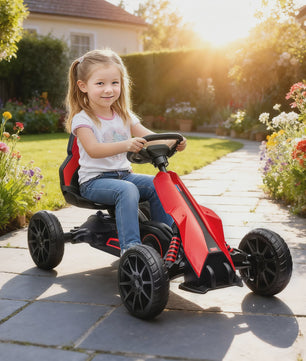 Kinder Trappen Go-Kart met Verstelbare Stoel en Stille EVA Wielen