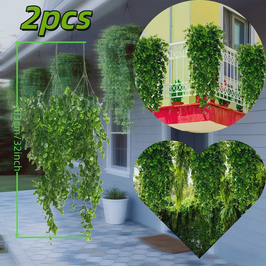 Set van 4 Kunstplanten Eucalyptus - Hangplanten met UV-bestendigheid voor Buiten & Binnen Decoratie