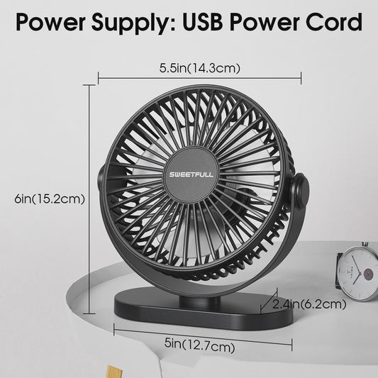 Draagbare USB Mini Ventilator - Stille 3-Snelheden Koeler voor Bureau, Kantoor & Buiten