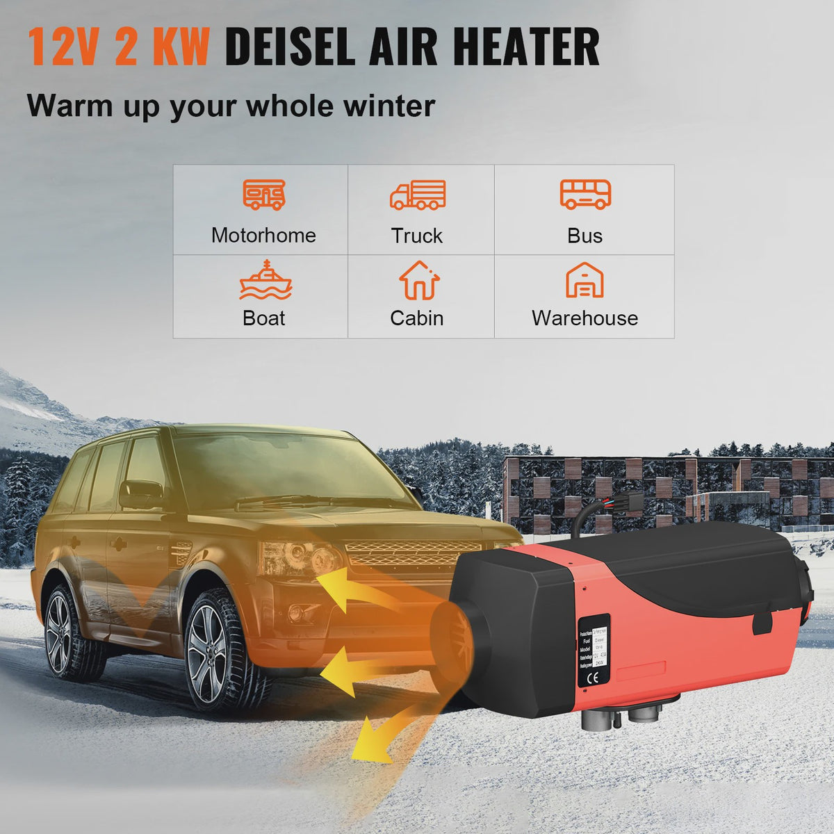 12V 2KW Diesel Air Heater met LCD & Afstandsbediening - Parkeerverwarming voor Auto, Bus, Camper, Vrachtwagen
