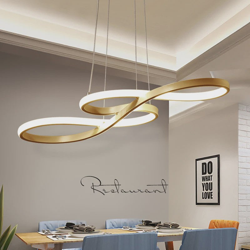 Moderne LED Plafondlamp met Afstandsbediening - Goudkleurig, Dimbare Hanglamp voor Keuken of Eettafel