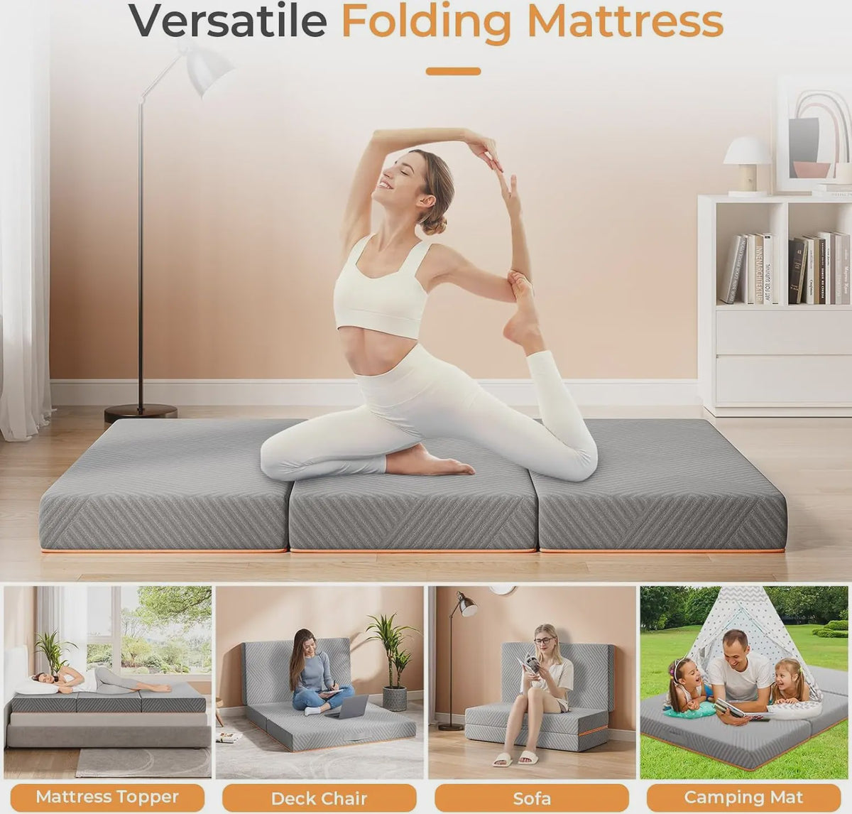 Opvouwbaar Traagschuim Matras 15cm - Wasbare Hoes, Gastenmat, Reis Matras