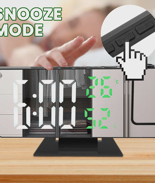 Moderne LED Digitale Projectiewekker met Spiegel & 180° Draaibare Projector