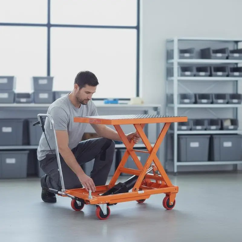 Hydraulische Schaarheftafel Trolley - 230 kg - 220-720 mm Hefhoogte - Werkplaatstafel 700x450 mm