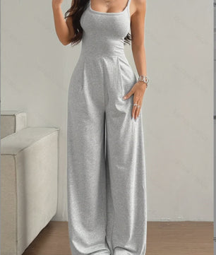 Dames Casual Halter Jumpsuit met Wijde Pijpen - Mouwloos & Rugloos voor Lente/Zomer