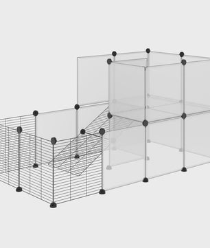 Modulaire Knaagdierenkooi RVS - 27 Delen - Voor Konijnen, Cavia's & Chinchilla's - 140x70x70cm - Transparant